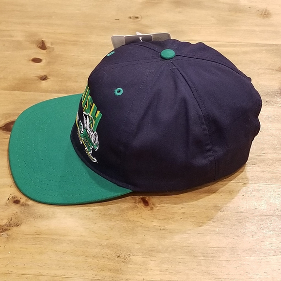 Vintage Notre Dame Fighting Irish Hat Snapback 90s Made USA Wool Blend NOS - Picture 2 of 10